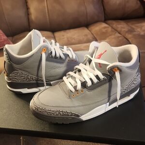 "Jordan 3 Cool Grey"  Men’s Low-Top Sneakers in Grey with Orange Accents